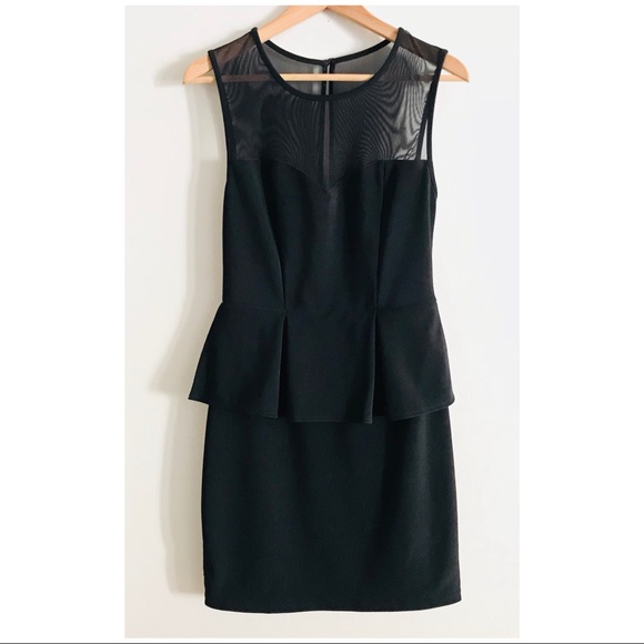 Bisou Bisou Illusion Neck Peplum Dress Size 4 - Picture 3 of 8